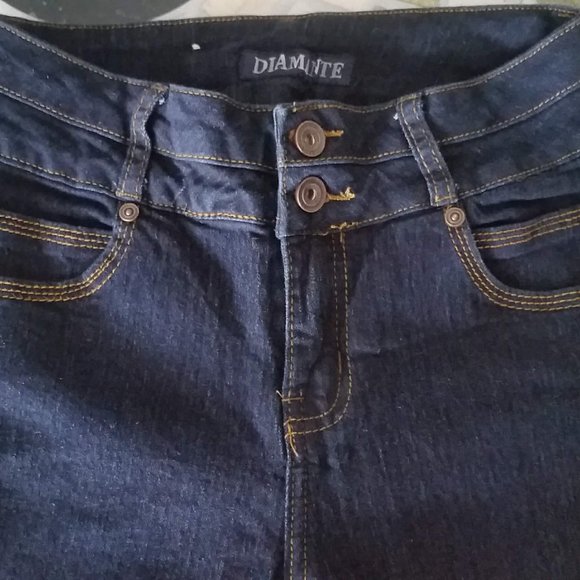 Diamante Jeans Diamante Butt Lift Push Up Stretch Skinny Denim Blue